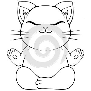 Cute meditating kawaii cat