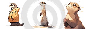cute meerkat 2D beautiful colorful picturel AI Generated