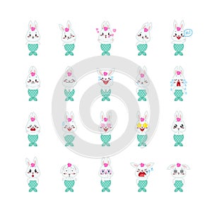 Cute mermaid bunny sticker set