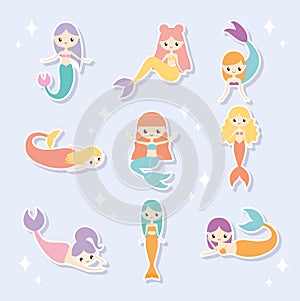 cute mermaids icons