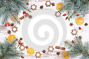 Cute merry christmas design template with blank white sheet of paper for copy space for greeting cards, invitations, advertising.