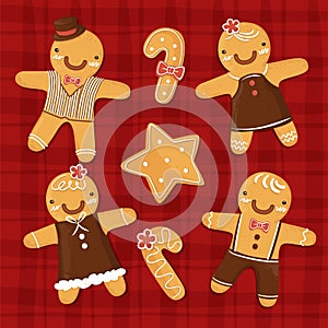 Cute Merry Christmas gingerbread cookies collection