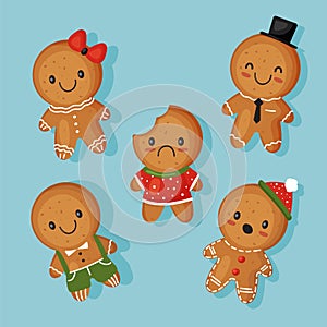 Cute Merry Christmas gingerbread cookies collection