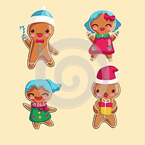 Cute Merry Christmas gingerbread cookies collection