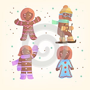 Cute Merry Christmas gingerbread cookies collection