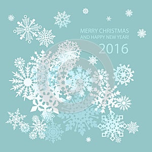 Cute Merry Christmas and happy new year card 2016