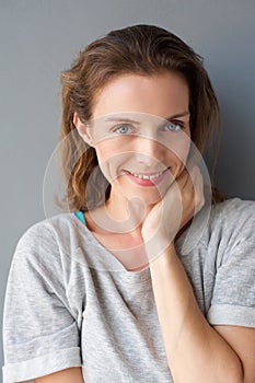 Cute mid adult woman relaxed and smiling