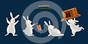 Cute mid autumn festival rabbit