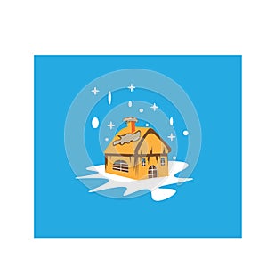 Cute mini house cartoon logo illustration with color design vector template