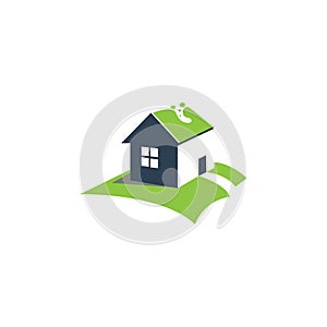 Cute mini house cartoon logo illustration with color design vector template