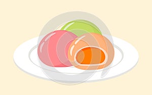 Cute Mochi Daifuku Japanese Dessert Vector Illustration