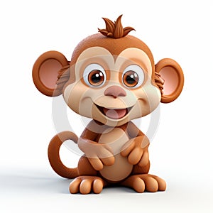 Cute Monkey 3d Clay Render: Stock Photo In Oleg Shuplyak Style