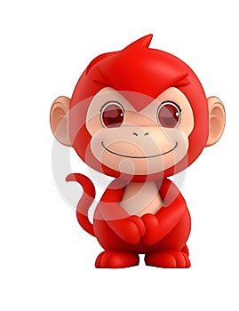 Cute monkey 3d illustration mascot cartoon design isolated on white background AI generated image