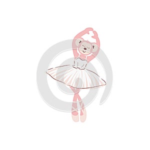 Cute monkey ballerina cartoon vector illustration.