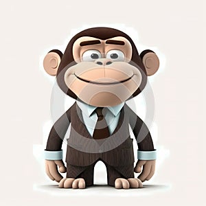 Cute Monkey Businessman. Generative AI