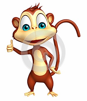 Cute Monkey cartoon character thumbs up