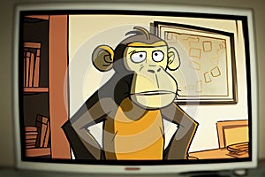Cute monkey in cartoon style