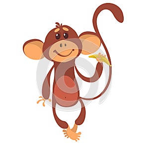 Cute monkey chimpanzee in fun cartoon style
