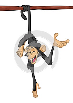 Cute Monkey Chimpanzee Vector Illustration In Fun Cartoon Style Design.