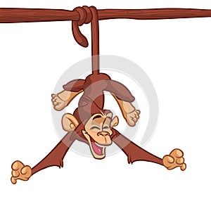 Cute Monkey Chimpanzee Vector Illustration In Fun Cartoon Style Design.