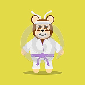 Cute monkey dressed in karate ready to fight