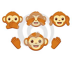 Cute monkey emoji set photo