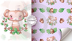 Cute monkey in the forest - seamless pattern