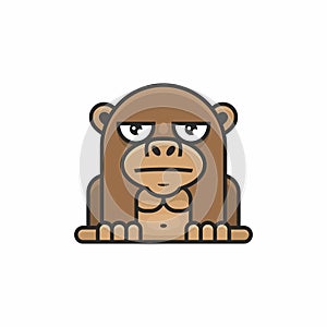 Cute monkey icon on white background