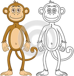 Cute Monkey With Lineart
