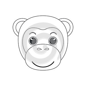 Cute monkey muzzle, primate face and head of simple geometric shape photo