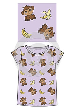 Cute monkey print for children fashion industry