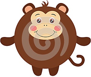 Cute monkey with round body