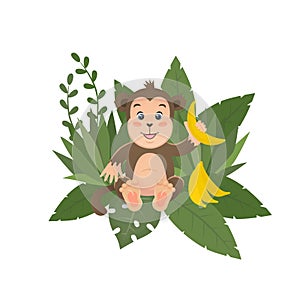 Cute monkey - simple and cute character design. Animals for kids. Vector art.