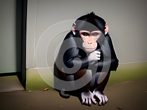 cute monkey in the zoo, Ai Generated
