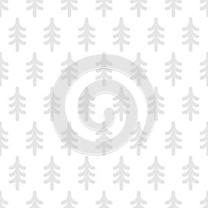 Cute monochrome seamless pattern with fir trees