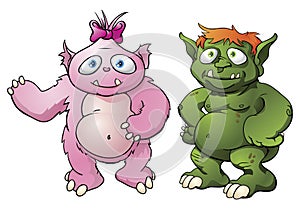 Cute monster cartoon characters