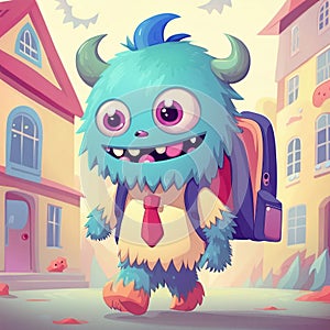 cute monster character illustration background