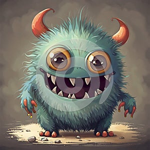 cute monster character illustration background