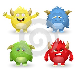 Cute monster emotions set