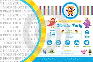 Cute Monster Invitation Birthday Card