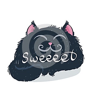 Cute monster kitten with text. Vector illustration for t shirt and print design