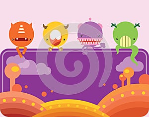 Cute monsters banner