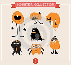 cute monsters, set of vector illustrations