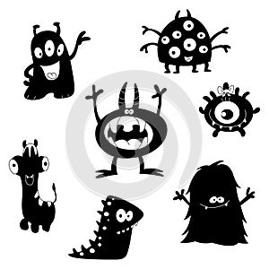 Cute monsters silhouettes
