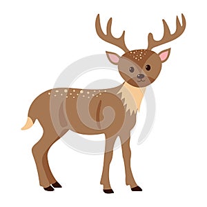 Cute moose. Cartoon forest animal. Vector illustration