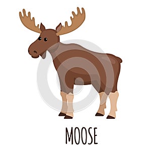 Cute Moose in flat style.