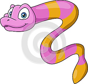 Cute moral ??eel cartoon on white background