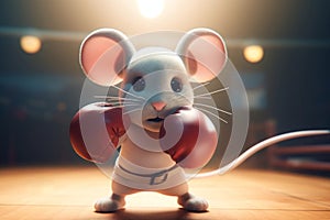 Cute mouse boxing. Generate AI