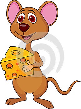 Cute mouse cartoon holding cheese