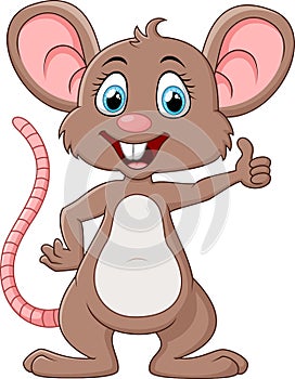 Cute mouse cartoon thumb up